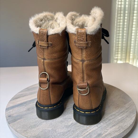 Dr. Martens Women's Aimilita Fur Lined Grizzly Brown Leather Boots US Size 7 - Picture 6 of 11